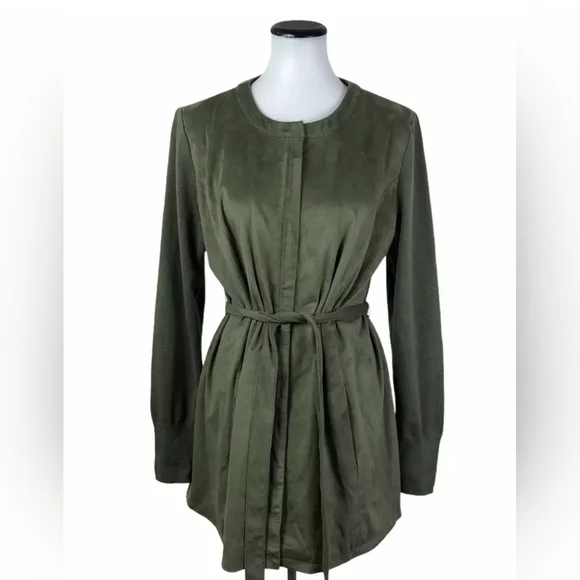 Halston Olive Green Suede Feel Jacket 14 - Picture 2 of 13